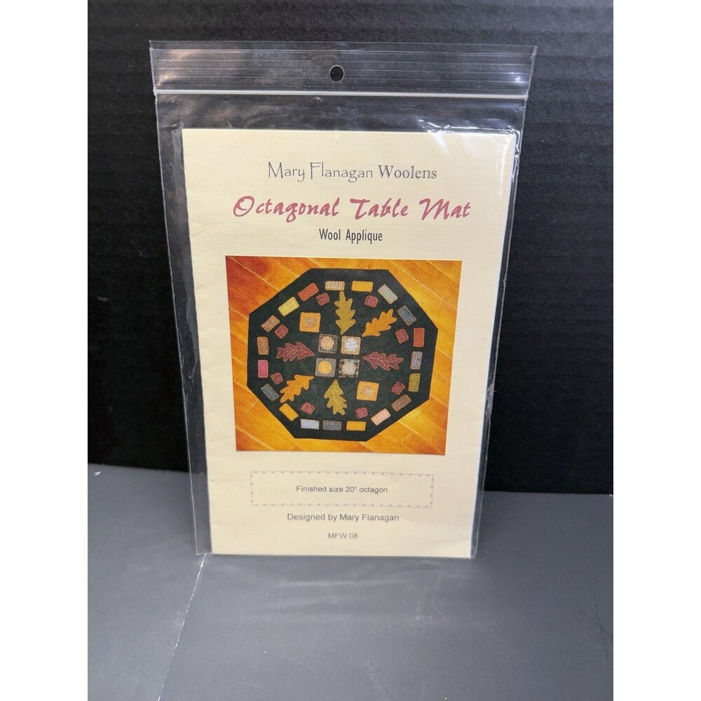 Mary Flanagan Woolens Octagonal Table Mat Wool Appliqué Pattern Fall Leaves